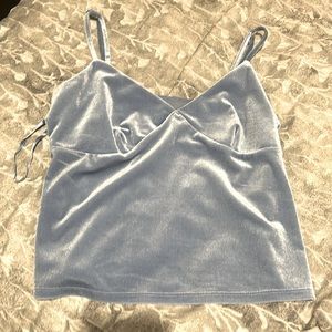 cute light baby blue velvet top